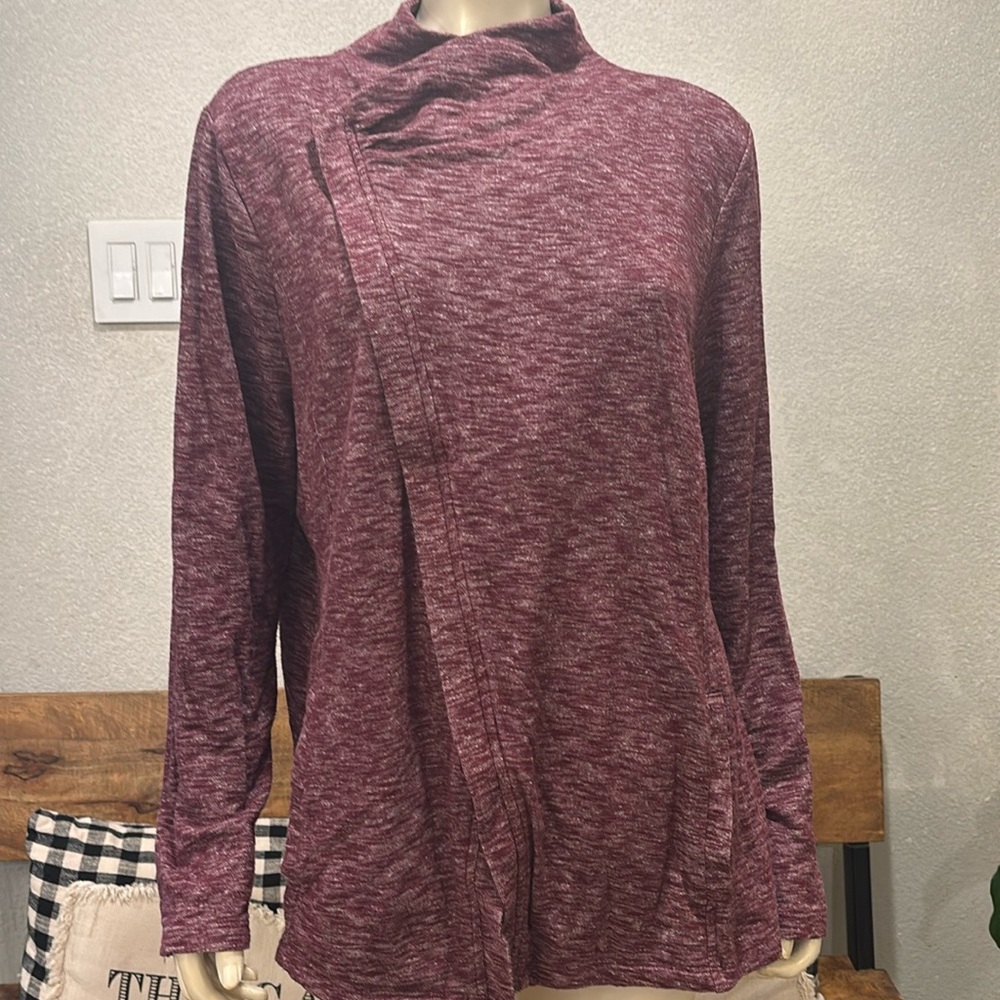 Women's Burgundy Knit Cardigan Sweater